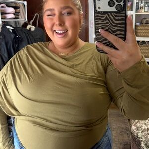 H&M Long Sleeve Tan Top